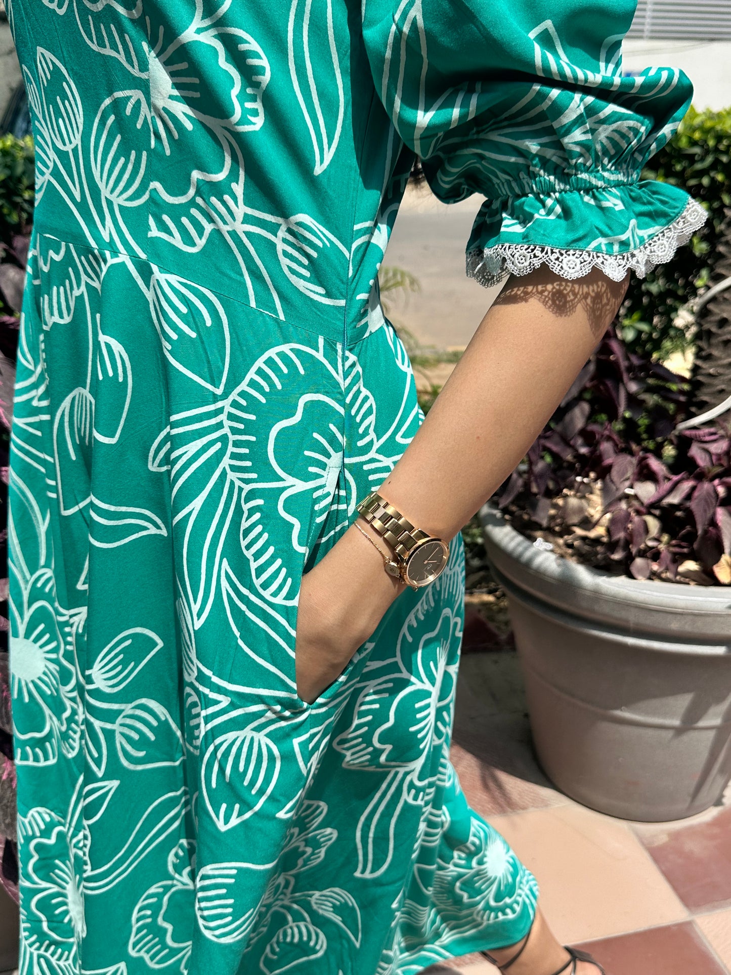 Petal Dress - Deep Sea Green