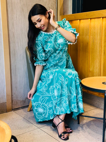 Petal Dress - Deep Sea Green