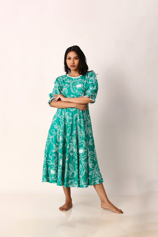 Petal Dress - Deep Sea Green