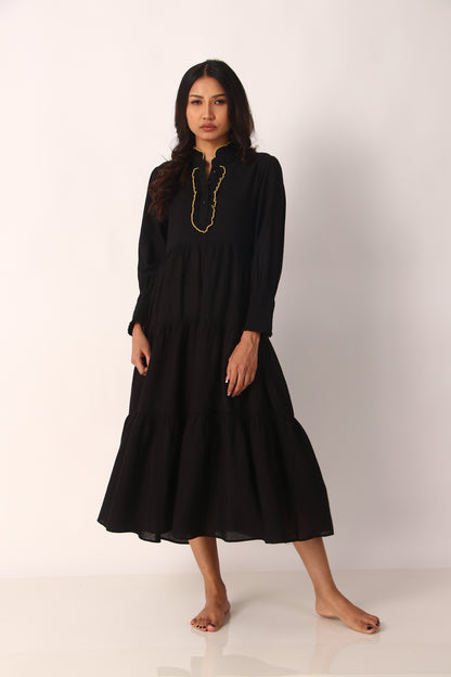 Poet Dress - Midnight Black