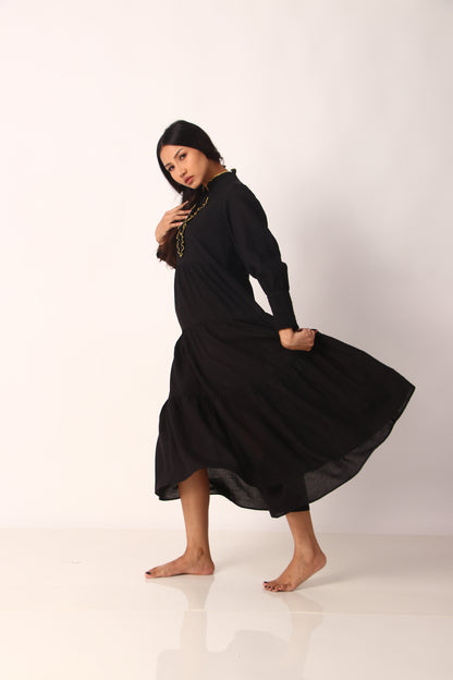 Poet Dress - Midnight Black