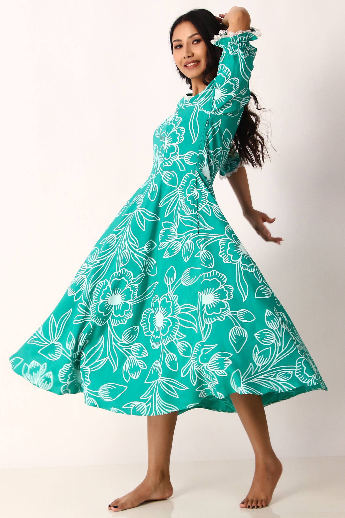 Petal Dress - Deep Sea Green