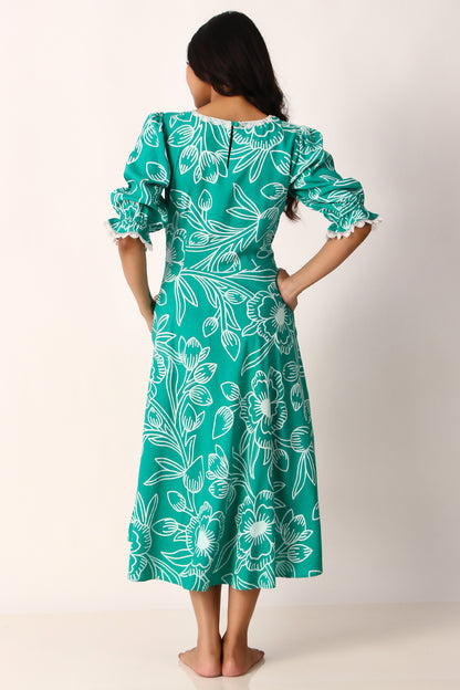 Petal Dress - Deep Sea Green