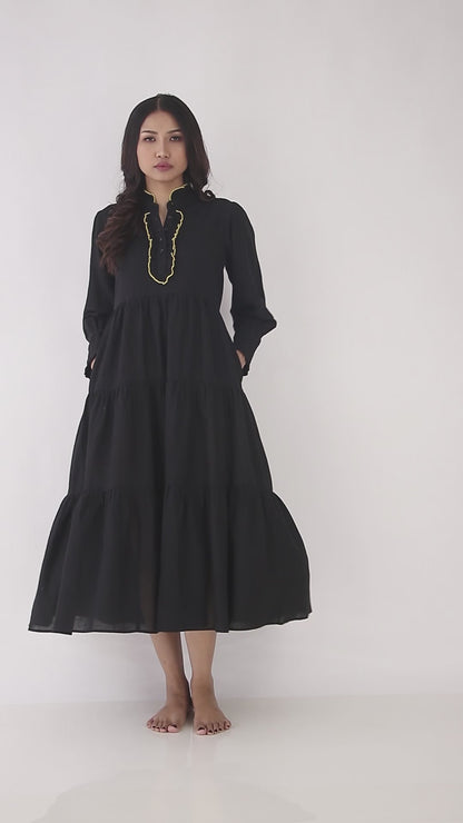 Poet Dress - Midnight Black