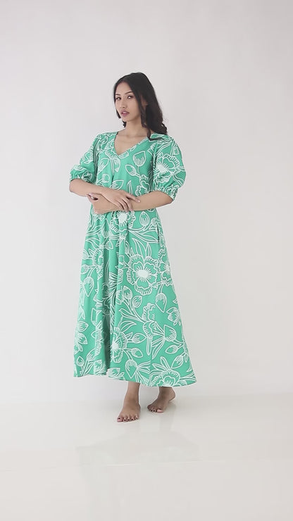 Petal Dress - Deep Sea Green